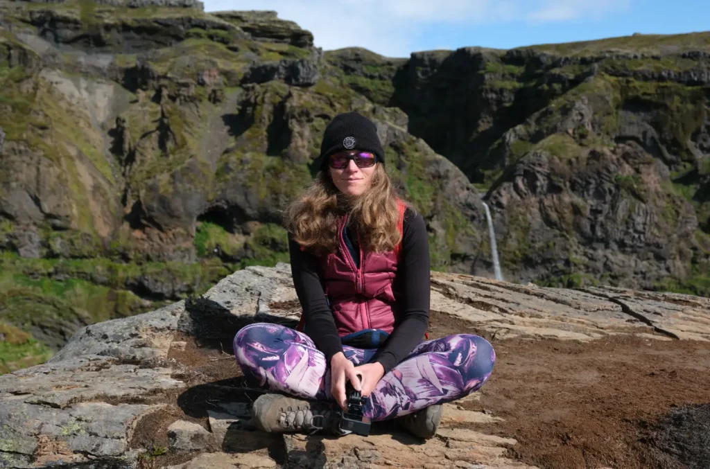 woman-at-hangandifoss-waterfall